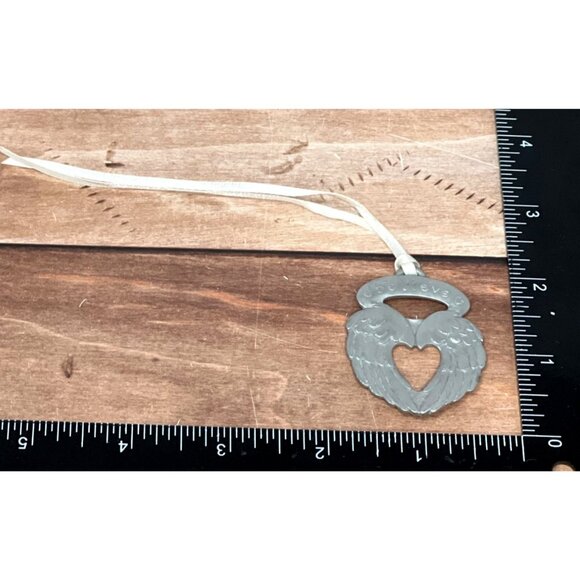 Lindsay Claire Designs LCD Pewter BELIEVE ANGEL WINGS Christmas Tree Ornament - Picture 4 of 4